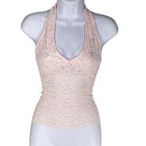 Y2K Wild Cat Women S Lace Halter Top Babydoll Pink Floral Diva Princess Stretchy